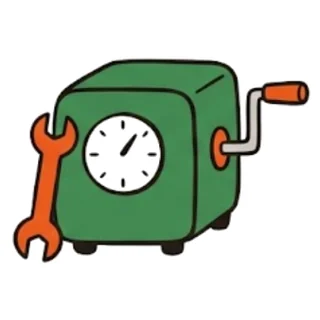 A green machine with a wrench next to it