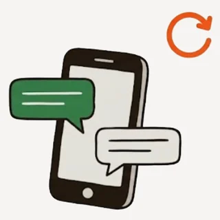 A phone with two chat bubbles